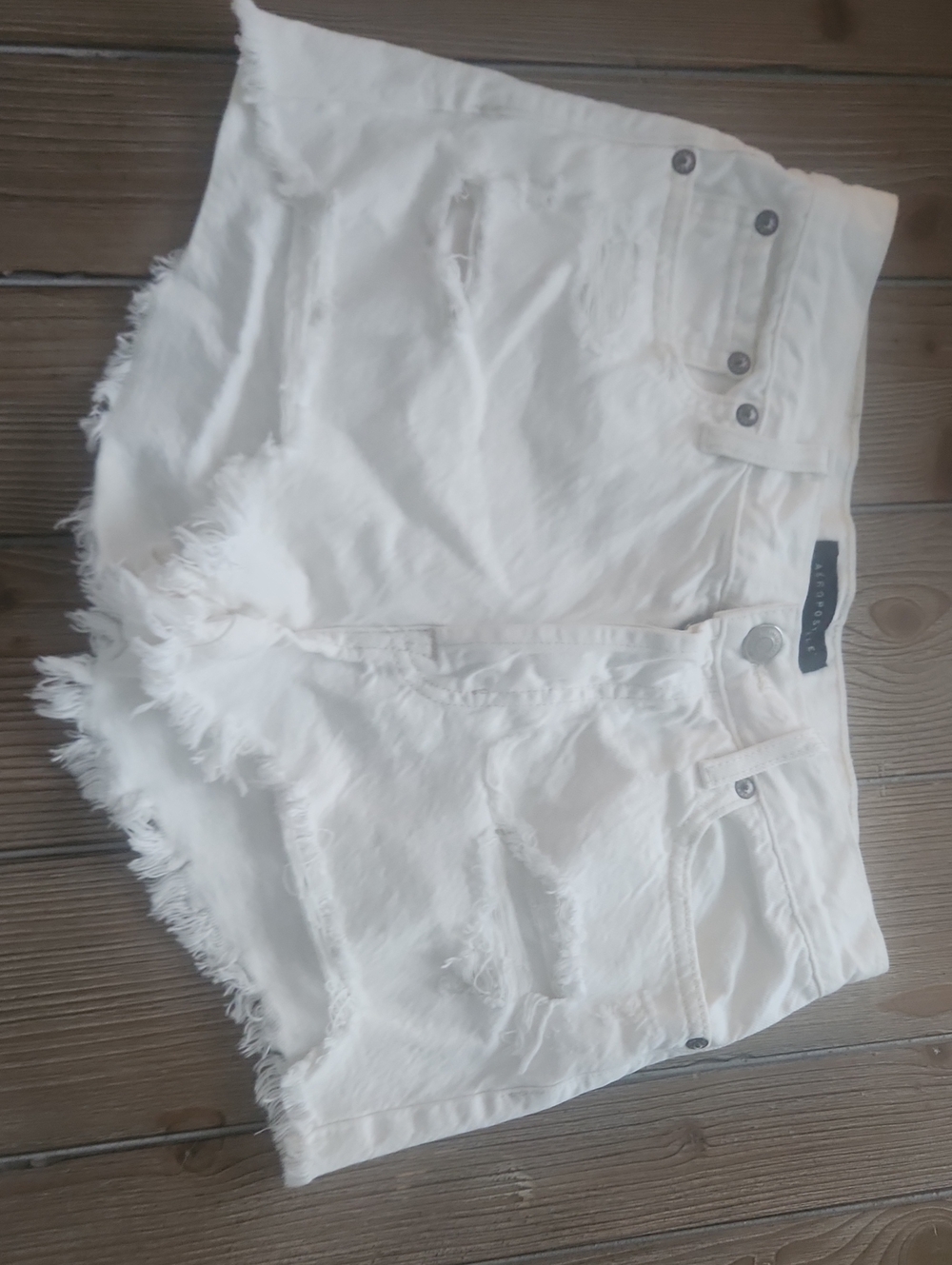 Aeropostale White Distressed Frayed Hem Jean Shorts